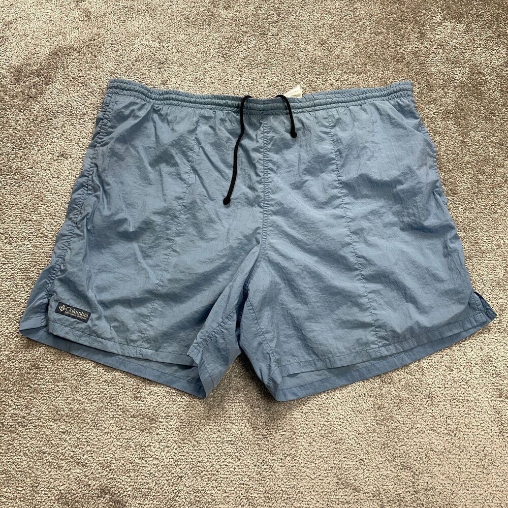 Columbia Water Shorts Mens XL Blue Elastic Waist Pockets Nylon Swimming Trunks